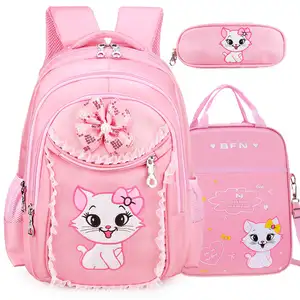 时尚防水儿童可爱粉色三合一女童书包套装小学书包旅行包单肩包