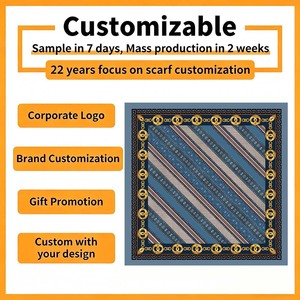 Retro Greek <b>Key</b> Chain Pattern Polyester Scarf 70*70cm <b>Square</b> Neck Scarves for Women Office Business Wear - Product Image 5