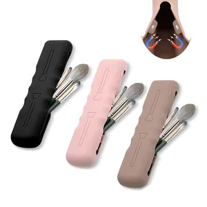 Wholesale Supplier High Quality Sac En Silicone Portable Mini Makeup Brush Bag with Magnetic Travel Silicone Cosmetic Bag