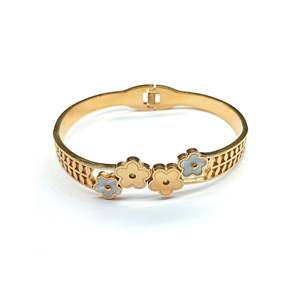 Bracelet tendance en acier inoxydable 316L plaqué or PVD, design floral, bijoux pour femmes - Product Image 1