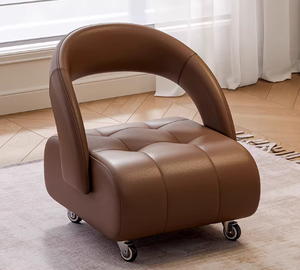 เก้าอี้ทรงสี่เหลี่ยมดีไซน์หรูหราทันสมัยสำหรับห้องนั่งเล่น พร้อมล้อเลื่อนอเนกประสงค์ เก้าอี้นั่งใส่รองเท้าขนาดเล็กพร้อมพนักพิงเบาะนุ่ม เก้าอี้อเนกประสงค์ - Product Image 6