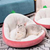 Winterse fluwelen ovale warme dierenmand, rechtstreeks van de fabriek, zacht pluche kattenbed, knus hondenbed voor kleine honden en kittens