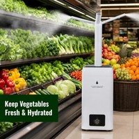 Humidificateur Électrique Ultrasonique 23,8 L avec Stérilisation pour la Préservation Commerciale de la Fraîcheur des Légumes et Fruits, Tuyau/Roues Réglables