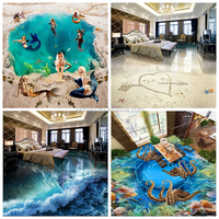 Carrelage 3D en céramique 1 pièce, décor de sol entièrement poli, impression à jet d'encre, couleur bleu océan, porcelaine pour salle de bain, piscine, salon