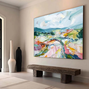 Valley In Bloom Textured Palette Knife Abstract Landscape <b>Painting</b> Neutral Contemporary Handpainted Wall Decorative Artwork - Product Image 6