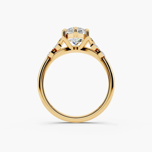 18K Solid Yellow Gold Marquise Cut Lab Grown Diamond Ring Unique Leaf Design Vintage Engagement Ring For Women - Product Image 3
