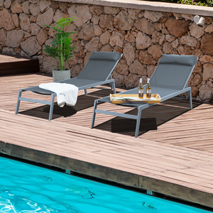 <span class=keywords><strong>Tumbonas</strong></span> Modernas y Duraderas de Aluminio con Recubrimiento en Polvo para Exteriores, 2 Piezas, Color Gris, para Hotel, Piscina, Sala de Estar - Product Image 3