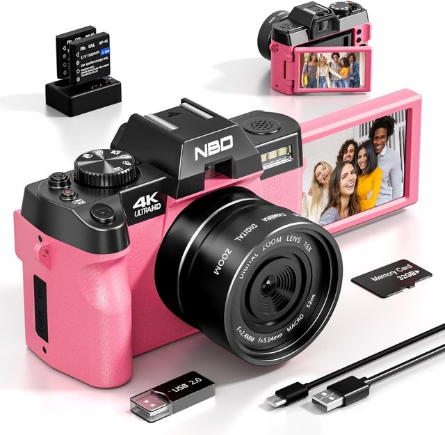 NBD Camera High Quality Storage F2.4 Aperture Pink Digital Photography Camera with TF