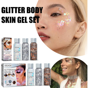 EELHOE brillante argento per il corpo in Gel per il trucco Gel di paillettes a scaglie di pesce per la Performance teatrale ombretto oggetti di scena Glitter per il corpo - Product Image 2
