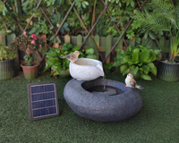 Fontaine d'eau solaire en résine de forme bol, design moderne et élégant, avec oiseaux, pour la décoration de jardin extérieur