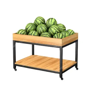 Prateleiras de madeira para exposição de frutas e vegetais, equipamentos leves para supermercados, lojas de conveniência