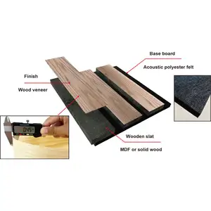 MDF 블랙 나무 음향 천장 패널 소리 흡수 Akupanel 판자 벽 패널 블랙 폴리에스터 섬유 음향 패널