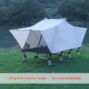 Extra Grote Compacte Pop-Up Draagbare Vouwtent Buiten Verhoogd Alles In Één Kampeerbed Tent 2 Persoons Combo Set