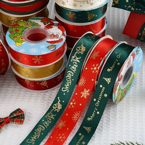 Pita Satin Natal Pita Kado Cetak Selamat Natal Pita Dekoratif Pohon Natal untuk Kerajinan DIY Liburan - Product Image 2