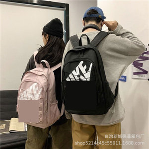 Letter Stitching Print <b>Backpack</b> Large Capacity Unisex Student Schoolbag For High School Travel Outdoor Use - Product Image 2