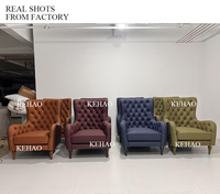 Chaise d'Appoint Vintage en Cuir Tweed Chesterfield Fauteuil Américain Rétro Canapé Loisirs Réception Chaise Boucle Unique Tigre Chaise