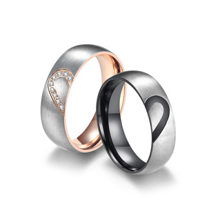 Heart Shape Titanium Steel <b>Ring</b> With Diamond Pave Setting Engraved I Love You Couple Wedding <b>Rings</b> Unisex Jewelry - Product Image 5