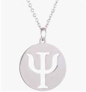 Collier en acier inoxydable avec pendentif rond symbole psi psychique, cadeau pour thérapeute de la mode, psychologue, <span class=keywords><strong>psychologie</strong></span> - Product Image 2