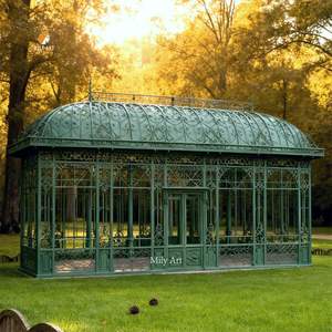 Gazebo in Ferro Battuto MILY, Orangerie in Metallo con Vetrate per Decorazione Giardino Esterno - Product Image 2