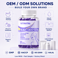 Gomitas de NAD+ y Biotina con Péptidos de Colágeno, Resveratrol y Queratina para Apoyo de Belleza y Energía, Suplemento OEM de Marca Privada