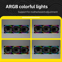 Ventilador de PC ARGB con Cadena de Conexión, 120 mm, Marco Negro, 9 Aspas, 800-2000 RPM, Rodamiento Hidráulico, 58.62 CFM, 31.2 dB, 20 LED