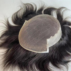 Prótesis Capilar de Encaje Francés Blanqueado con Frente de PU para <span class=keywords><strong>Hombre</strong></span>, Venta al por Mayor en China, Sistema Capilar Personalizado Q6 para Pérdida de Cabello - Product Image 5