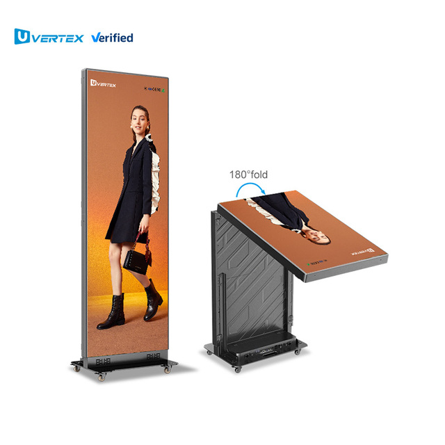 P1.53 P1.86 P2 P2.5 GOB 640*1920mm Portable Foldable LED Poster Display indoor Advertising Screen for Stores