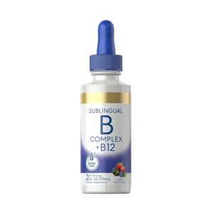 Sublingual Vitamin B Complex Drops B12 Berry flavored vegetarian non-GMO Gluten-free dietary supplement Carlyle B-Complex liquid