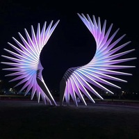 Ailes d'ange lumineuses à led, accessoires métalliques colorés en 3d, pour décoration d'extérieur de noël, pièces
