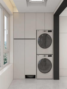 BALOM-Conjunto de armario de lavandería minimalista moderno para balcón, almacenamiento de fregadero de lavadora montado en la pared para apartamentos pequeños/hoteles - Product Image 5