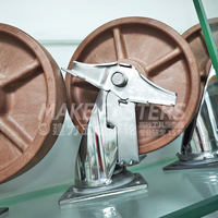 Roues de 4 "5" 6 "8" en acier inoxydable SUS 304 Roulettes résistantes aux hautes températures 280 ℃ Frein pivotant Chariot à usage intensif Personnaliser 316