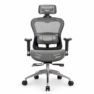 Silla de Oficina Ejecutiva Ergonómica de Malla, Fabricada en Taiwán, con Reposacabezas Fijo, Reposabrazos Ajustables, Base de Aluminio Cromado, Diseño Giratorio Moderno - Product Image 1
