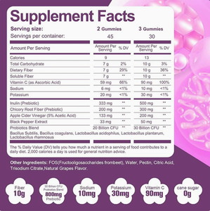 Bonbons gommeux OEM 10G à la saveur de raisin sans sucre, enrichis en 30 milliards de CFU de probiotiques, mélange de vinaigre de cidre, vitamine C et <span class=keywords><strong>inuline</strong></span> - Product Image 4