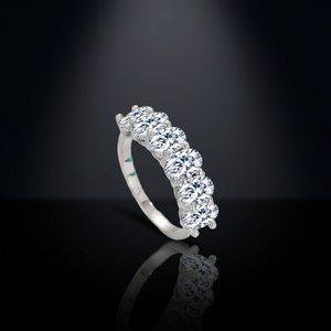 Chasau High Quality Fashion Women Luxury Ladies 7-Stone <b>Moissanite</b> S925 Sterling Silver Rhodium Plated Prong Setting <b>Ring</b> - Product Image 1
