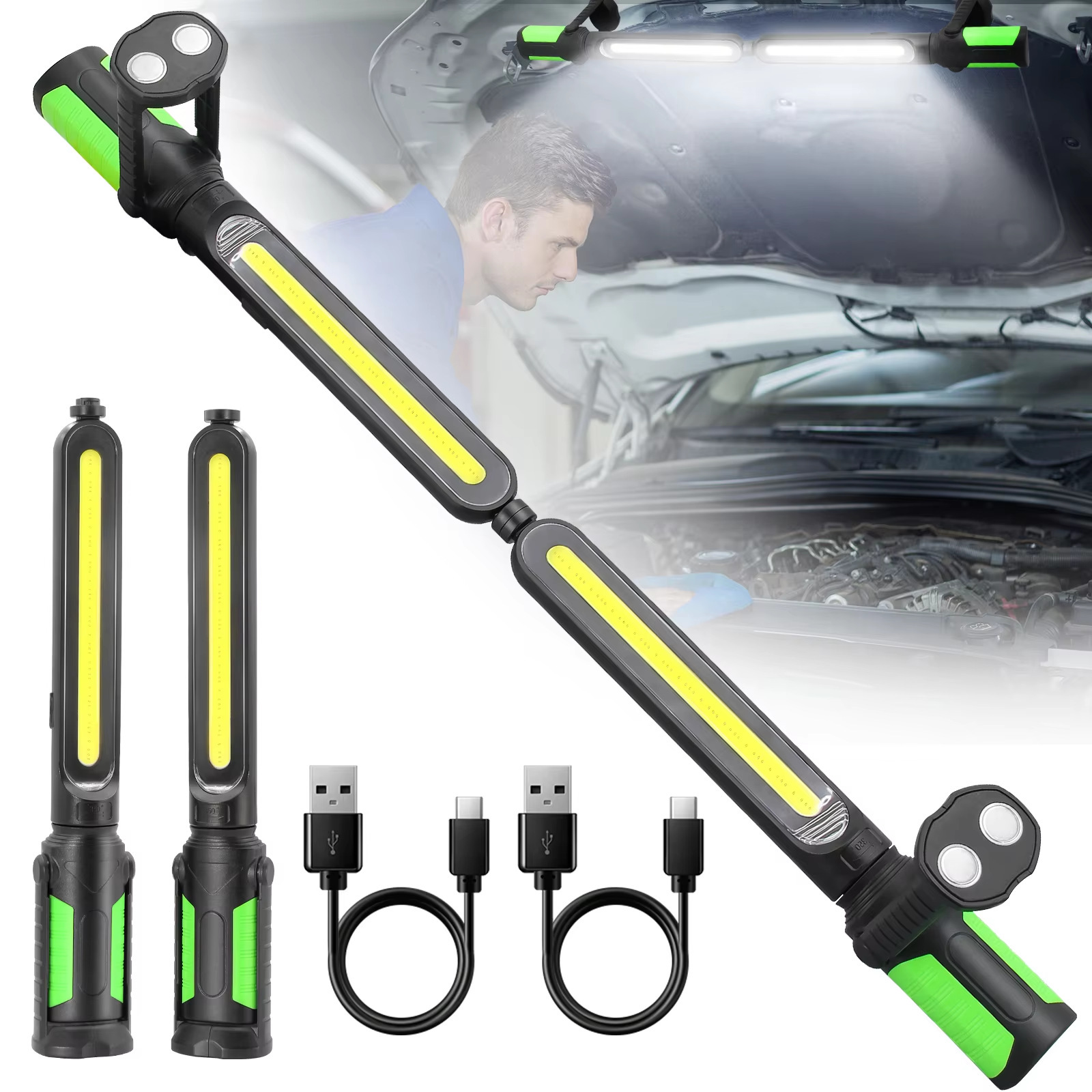 Repair Work Light Flashlight Strong LED Handheld Ultra Bright IP65 Waterproof 6000K Magnetic Suction Charging