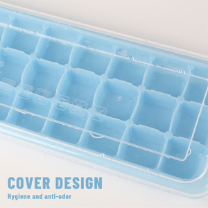 GLOWAY Premium, cetakan baki kubus es silikon dapat ditumpuk anti lengket dengan tutup plastik bebas BPA pelepasan mudah - Product Image 3