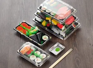 Пластиковая одноразовая упаковочная коробка для суши в ресторане, прозрачная коробка для суши