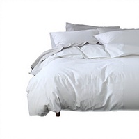 Parure de lit blanche 100% coton, couleur unie, douce et respirante, drap, housse de couette, taie d'oreiller, literie de luxe pour hôtel, maison, chambre à coucher