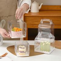 Boîte d'emballage carrée transparente portable de 4 pouces pour gâteaux, hauteur étendue, également adaptée aux boîtes à mousse mille-feuille de 2/3/5/6 pouces
