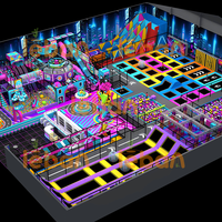 Aire de jeux intérieure personnalisée pour enfants de 1500 m² avec piscine à balles, toboggan, trampoline, mur d'escalade et manège