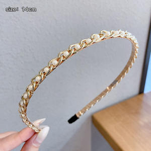 OEM Faux Artificial Pearl Elastic Lady Hair Bands Tocado Chica <span class=keywords><strong>Maquillaje</strong></span> Diadema Flor Perla Diadema Para Mujeres - Product Image 6