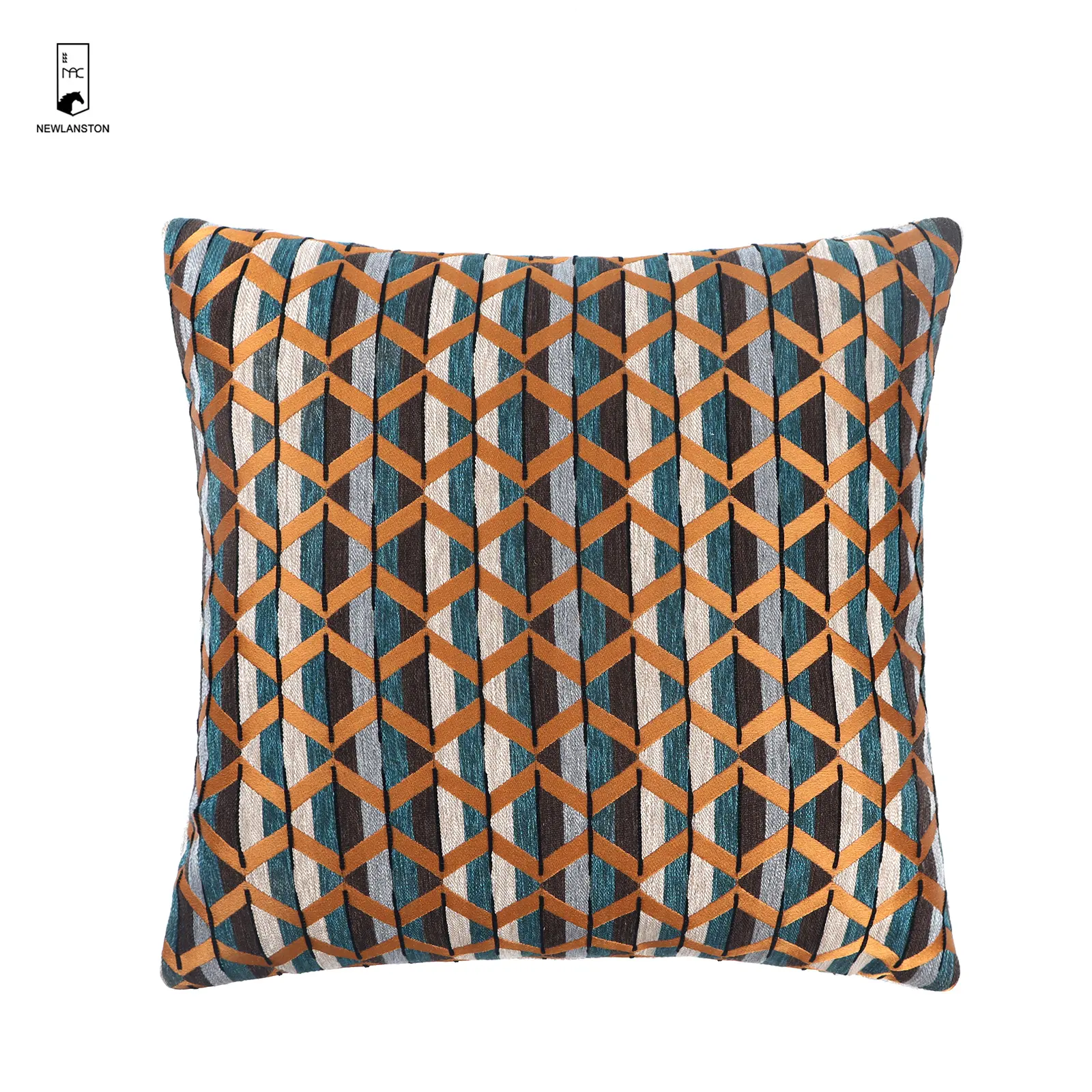 American Style Orange Geometric Stripe Rhombu Jacquard Decorative Throw Pillow Case Cushion Covers For Sofa Bed