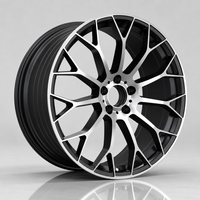 Nouvelle jante en alliage d'aluminium forgé à 20 rayons, design mesh fendu bicolore, finition usinée argent et noir mat, logo personnalisé, jante de voiture 16-22 pouces 5x114.3