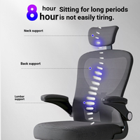 Chaise de bureau ergonomique en maille - Confortable pour une utilisation prolongée, idéale pour la maison, les dortoirs d'étudiants et les salles d'étude, avec mécanisme de levage