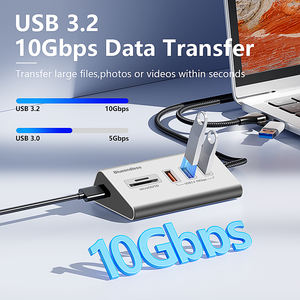 محطة إرساء متعددة الوظائف USB <span class=keywords><strong>3.2</strong></span> Gen <span class=keywords><strong>2</strong></span>، موزع USB 5 في 1 مع منفذ USB-A / USB-C وقارئ بطاقات TF وSD، موزع USB-C من سبائك الألومنيوم 5 في 1 - Product Image 4