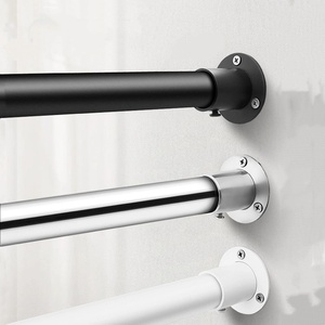 Barra telescópica perforada de acero inoxidable para colgar cortinas de baño y ropa, diseño moderno desmontable para montaje en puerta - Product Image 6