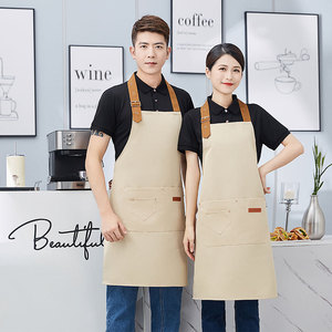 Navy Blue Adjustable <b>Apron</b> One Size Polyester Workwear For Drink Food Shops With Logo Printing - Product Image 3