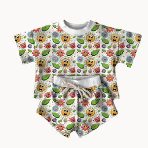Set di abbigliamento estivo per bambini Ruidian pantaloncini di cotone personalizzati e Top con stampa oversize per il più piccolo vestito a maniche corte da ragazza - Product Image 2