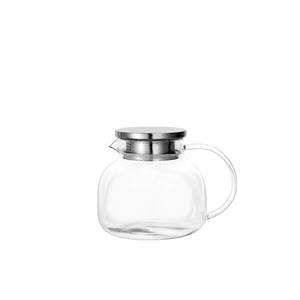 Théière en verre borosilicate transparent de 1,2 L avec couvercle en acier inoxydable et poignée pour la préparation du thé - Product Image 1