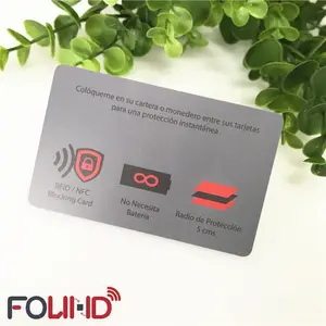 Reusable durable high frequency 13.56mhz rfid nfc blocking card with 1mm thickness